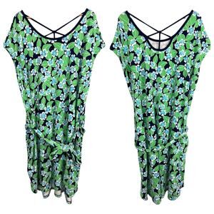 T by Talbots Womens 3X Plus Floral Dress UPF 50+ Coastal Resort Travel‎ Stretch